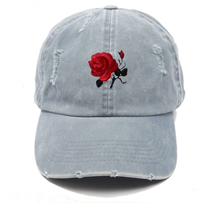 查看 New Fashion Custom Rose Embroidery Washed Distressed Cap Dad Hat 详情
